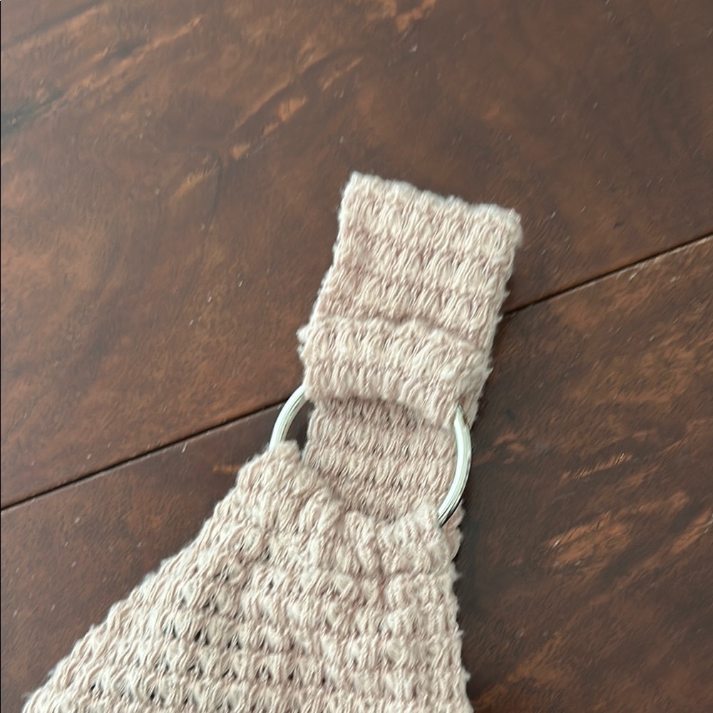 White and Tan Asymmetrical Ruched Tank Top - Picture 14 of 15